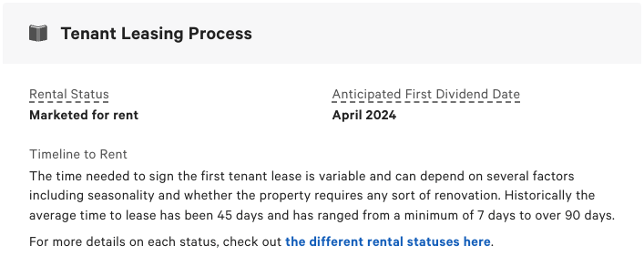 Depicts a text summary of the tenant information from an arrived investment property offering.