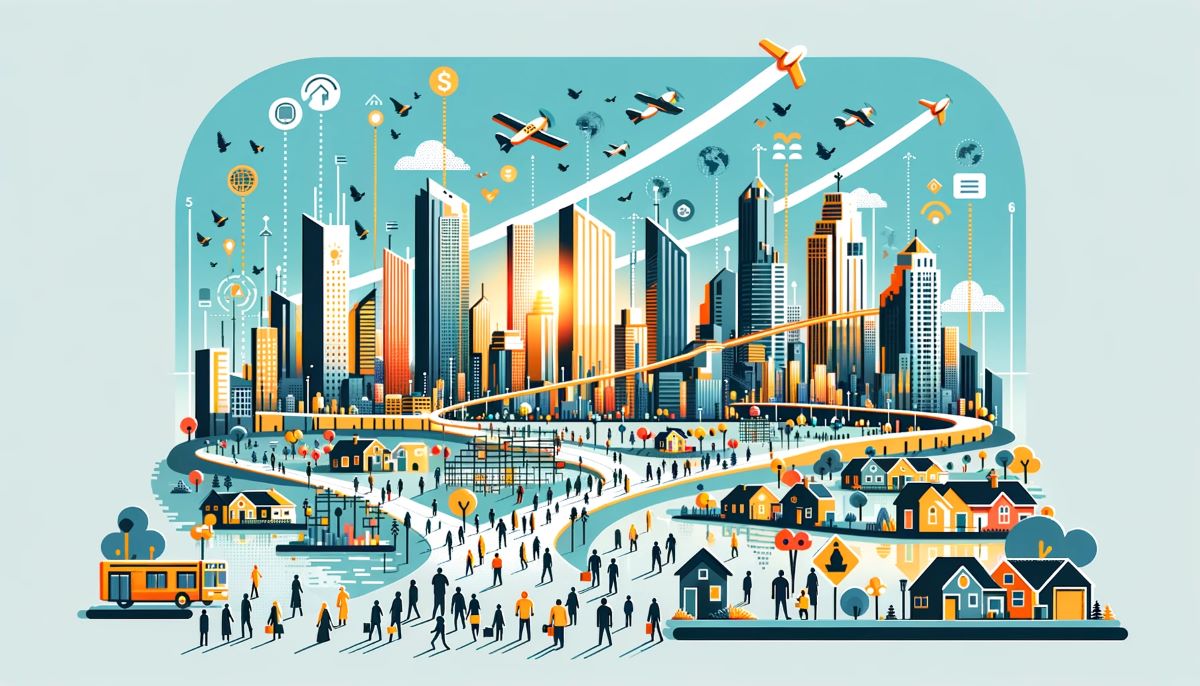 asset-scholar-analyzing-population-growth-and-real-estate-prices-resize | Asset Scholar An abstract rendering of tall buildings, single family homes, and many people. Represents population growth and real estate prices.